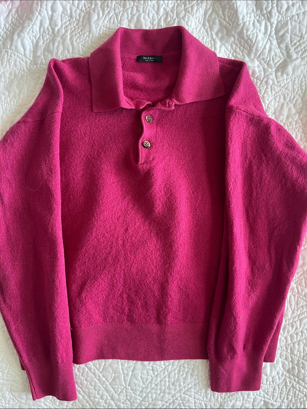 Fuchsia Polo-Collar Sweater